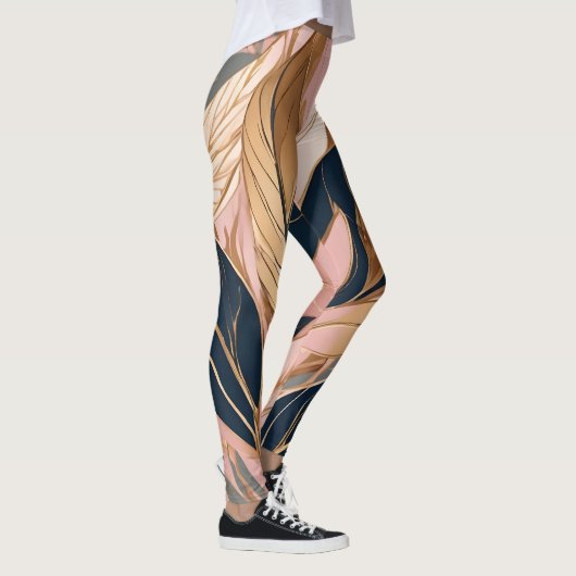 Blush Pink Gold Moderne Boho Blätter Collection Leggings (Rechts)