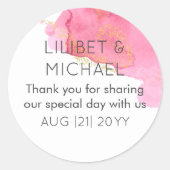Blush Pink Gold Moderne Gastgeschenk Hochzeit Umsc Runder Aufkleber (Vorderseite)