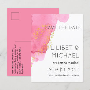 Blush Pink Gold Moderne Hochzeiten Rett Daten Post Postkarte