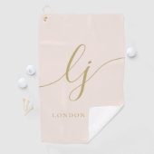 Blush Pink Gold Moderne Script Monogram Name Girl Golfhandtuch (Insitu)