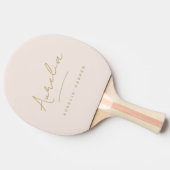 Blush Pink Gold Moderne Script Monogram Signature Tischtennis Schläger (Seitenansicht)