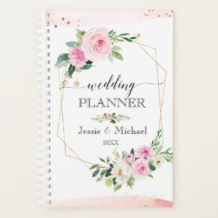 Blush Pink & Gold Moderner Blumenplaner Planer