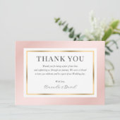 Blush Pink Gold Modernes, elegantes Script Minimal Dankeskarte (Stehend Vorderseite)