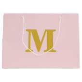 Blush Pink & Gold Modernes Letter Monogram Große Geschenktüte (Vorderseite)
