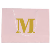 Blush Pink & Gold Modernes Letter Monogram Große Geschenktüte (Rückseite)