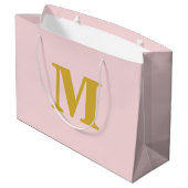 Blush Pink & Gold Modernes Letter Monogram Große Geschenktüte (Rückseite Schrägansicht)