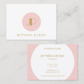 Blush Pink Gold Monogram Moderne elegante Vorlage Visitenkarte (Vorne/Hinten)