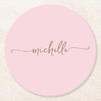 Blush Pink Gold Monogram Name Script Signatur