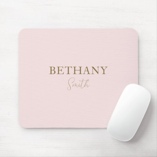 Blush Pink Gold Name Modern Mousepad (Mit Mouse)