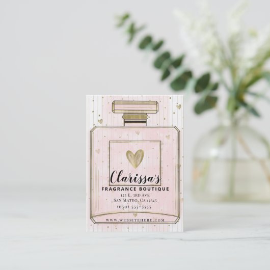 Blush Pink & Gold Parfum Duftstoffe Boutique Visitenkarte (Stehend Vorderseite)
