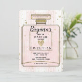 Blush Pink & Gold Parfum Sweet 16 Geburtstag Einladung (Stehend Vorderseite)