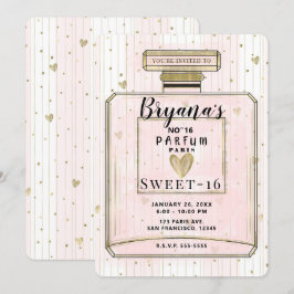Blush Pink & Gold Parfum Sweet 16 Geburtstag Einladung