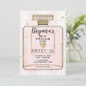 Blush Pink & Gold Parfum Sweet 16 Geburtstag Einladung (Stehend Vorderseite)