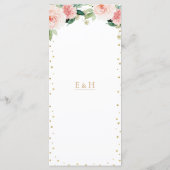 Blush pink gold peony floral elegant wedding menu menükarte (Rückseite)