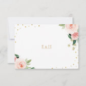 Blush pink gold peony floral wedding RSVP card (Rückseite)