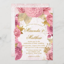 Blush Pink Gold Peony Glitzer Hochzeitseinladungen
