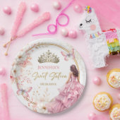 Blush Pink Gold Prinzessin Tiara Floral Sweet 16 Pappteller (Party)