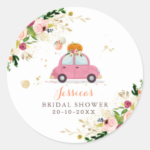 Blush Pink Gold Pumpkin Drive by Brautparty Runder Aufkleber