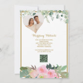 Blush Pink Gold Romantisches Foto QR Hochzeit Einladung (Rückseite)