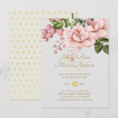 Blush Pink Gold Rose Bouquet Baby Dusche Postkarte (Vorne/Hinten)