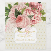 Blush Pink Gold Rose Bouquet Baby Dusche Weinetikett (Einzelnes Label)