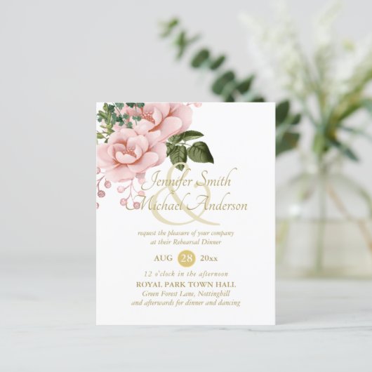 Blush Pink Gold Rose Bouquet Probe (Stehend Vorderseite)