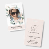 BLUSH PINK GOLD ROSE FLORAL FOTO LOGO IDENTITÄT AUSWEIS (Vorder- & Rückseite)