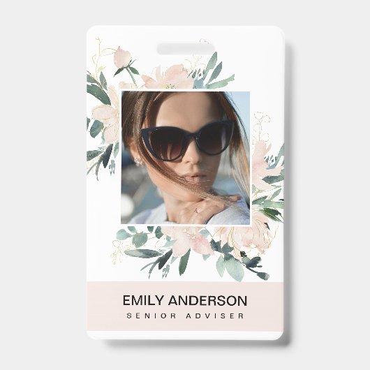 BLUSH PINK GOLD ROSE FLORAL FOTO LOGO IDENTITÄT AUSWEIS (Vorderseite)