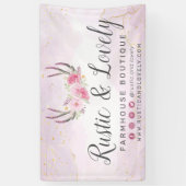 Blush Pink Gold Rustikale Flora Antler Social Medi Banner (Vertikal)