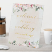 Blush Pink Gold Script Calligraphy Begrüßung Sockelschild (In Situ)