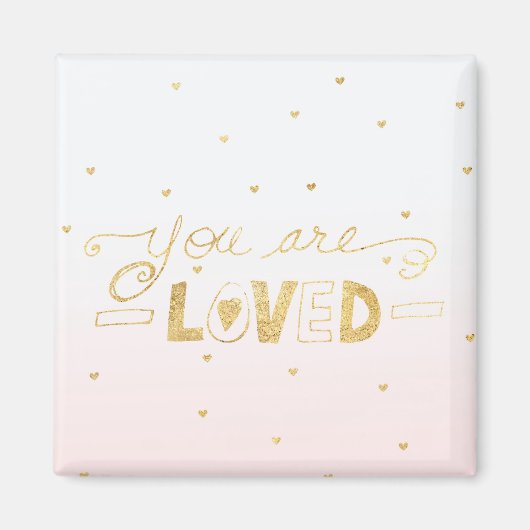 Blush Pink Gold Sie lieben Herz Ombre Magnet (Vorne)