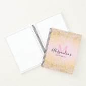 Blush Pink & Gold Sparkline Monogram Name Sketchbo Notizblock (Innenseite)