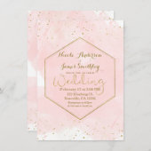 Blush Pink & Gold Spritzer Moderne Hochzeit Einladung (Vorne/Hinten)