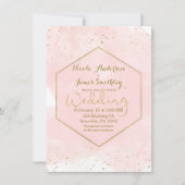 Blush Pink & Gold Spritzer Moderne Hochzeit Einladung (Vorderseite)