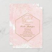 Blush Pink & Gold Spritzer Modernes Brautparty Einladung (Vorne/Hinten)