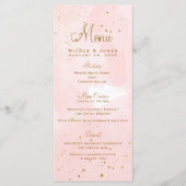 Blush Pink & Gold Spritzer Modernes Hochzeitsmenü Menükarte (Vorderseite)