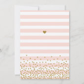 Blush Pink Gold Streifen Confetti Baby Girl Sprink Einladung (Rückseite)
