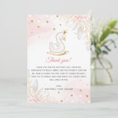 Blush Pink Gold Swan Baby Dusche Danke Karte (Stehend Vorderseite)
