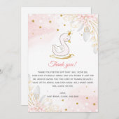 Blush Pink Gold Swan Baby Dusche Danke Karte (Vorne/Hinten)