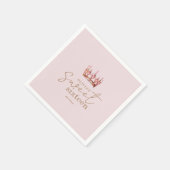 Blush Pink & Gold Sweet 16 Crown Paper Napkin Serviette (Ecke)