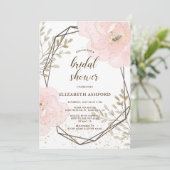 Blush Pink Gold & Taupe Brautparty Einladung (Stehend Vorderseite)