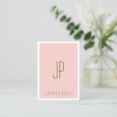 Blush Pink Gold Text Monogram Modern Vertikal Visitenkarte (Stehend Vorderseite)