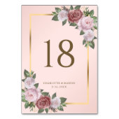 Blush Pink Gold Tischnummer Card (Rückseite)