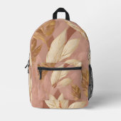 Blush Pink Gold Trendy Boho Blätter Collection Bedruckter Rucksack (Vorderseite)