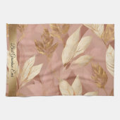 Blush Pink Gold Trendy Boho Blätter Collection Geschirrtuch (Horizontal)