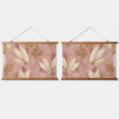 Blush Pink Gold Trendy Boho Blätter Collection Wandteppich Mit Holzrahmen (Doppelt)