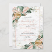 Blush Pink Gold Tropical Boho Chic Wedding Einladung (Vorderseite)