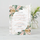Blush Pink Gold Tropical Boho Chic Wedding Einladung (Stehend Vorderseite)