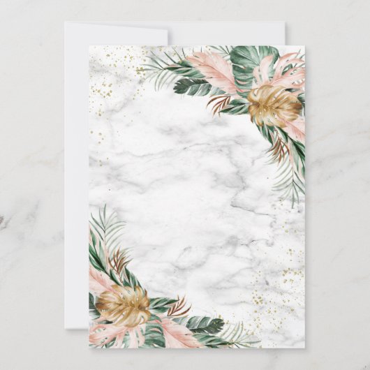 Blush Pink Gold Tropical Boho Chic Wedding Einladung (Rückseite)