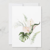 Blush Pink Gold Tropical Green Wreath Wedding Einladung (Rückseite)